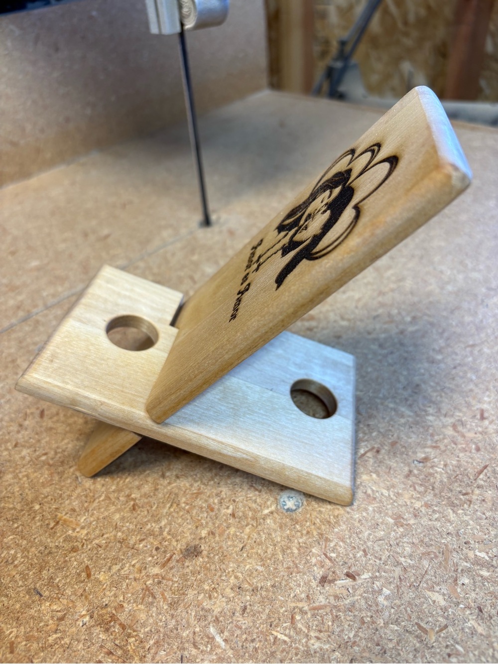 Handcrafted Natural Reclaimed Wood Phone Stand - Light Wood